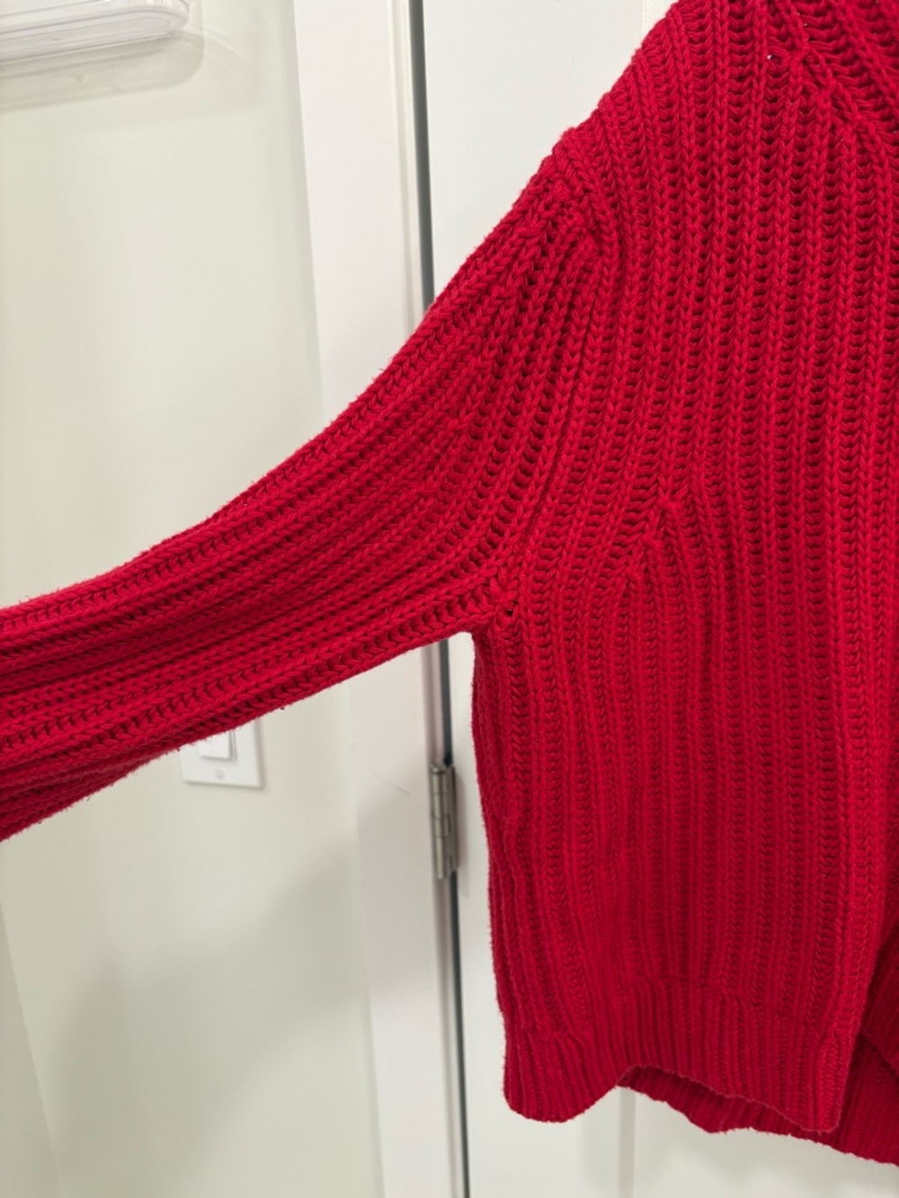 J.Crew Knit Heritage Cotton Fisherman Crewneck Sweater in Racing Red Sz Medium - Picture 4 of 16